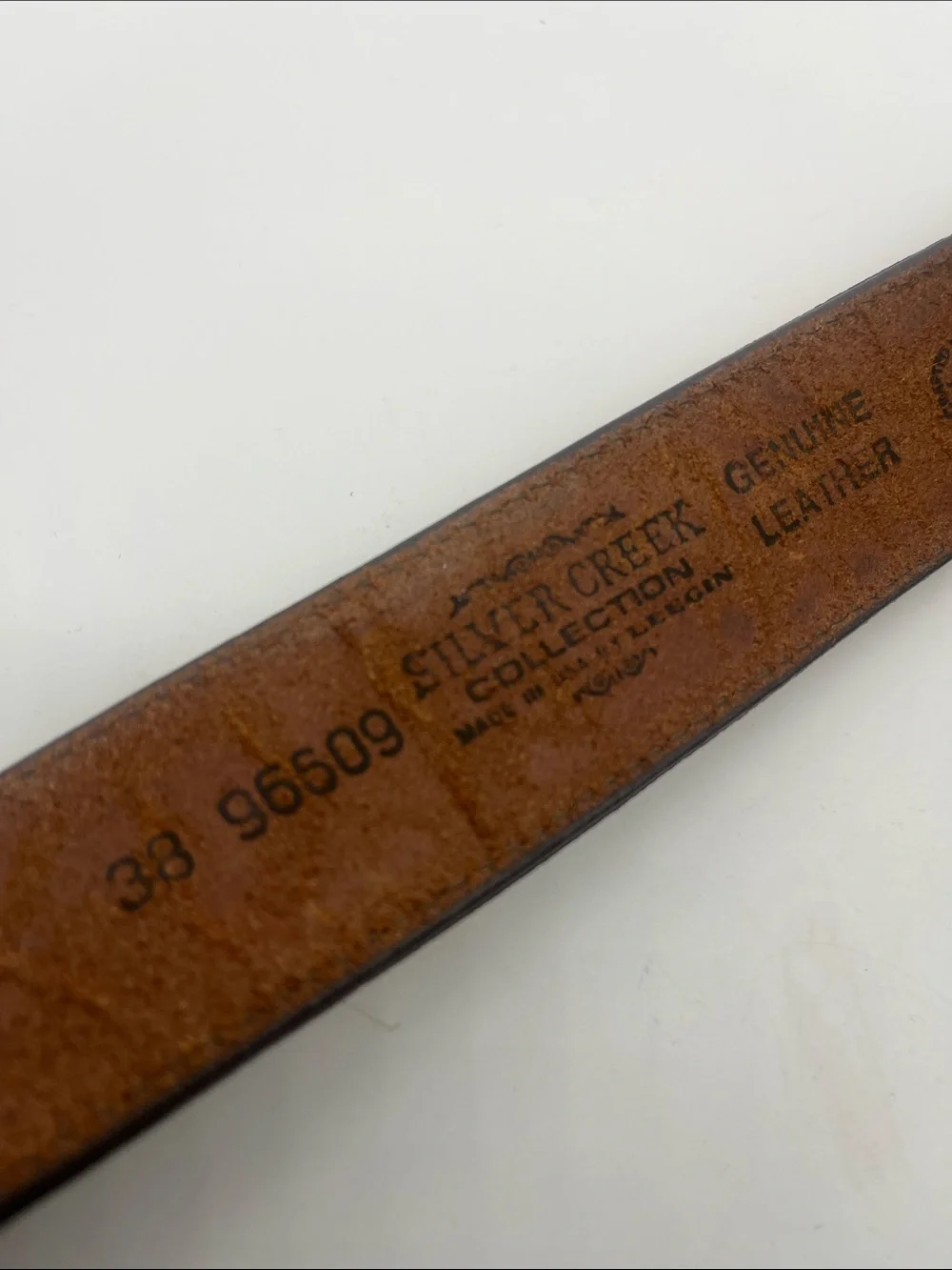 Tooled Brown Leather Western Belt with Silver Buckle